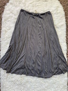 PureJill gray jersey knit pull on midi maxi skirt elastic waist sz small petite